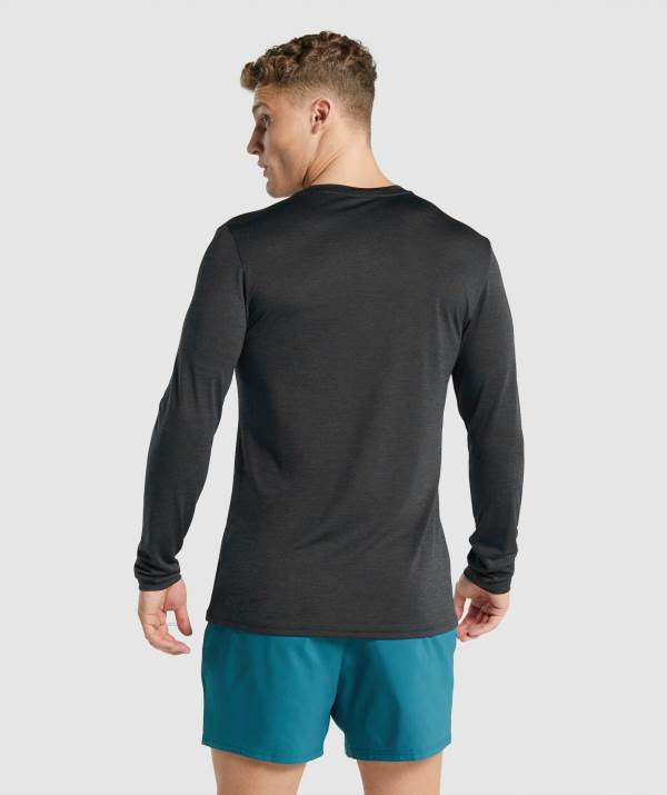 Panske Mikiny Gymshark Arrival Marl Long Sleeve Čierne | RB0678251